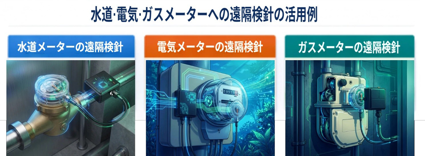 水道・電気・ガスメーターへの遠隔検針活用例
